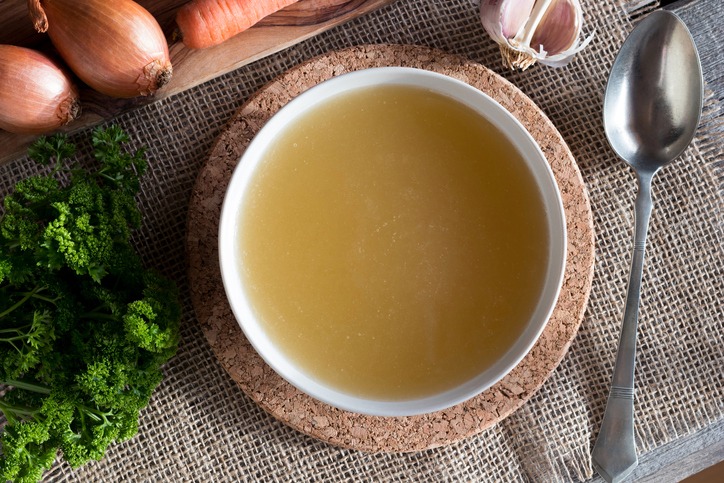 Chicken bone broth with vegetables